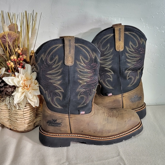 Thorogood Men's NWOT Western 11" Square Toe Waterproof Leather Boots Size 9 EE - Picture 2 of 13